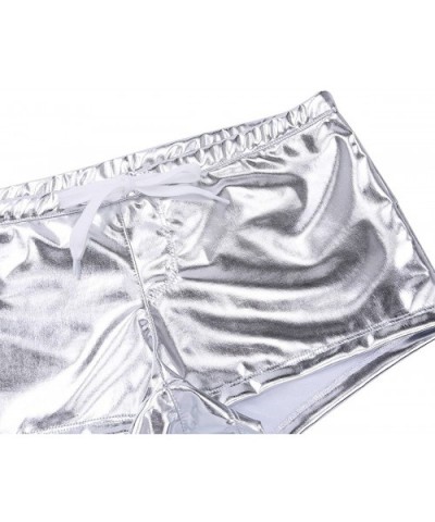 Men's Drawstring Shiny Metallic Boxer Shorts Underwear Swimsuit Trunks Lounge Underpants - Silver - CO18KINYNYQ $24.18 Boxer ...