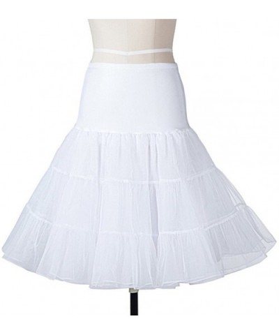 Vintage Women Rockabilly Petticoat Short Slip Crinoline Tutu Underskirt - White - CV185XXXLR9 $32.32 Slips