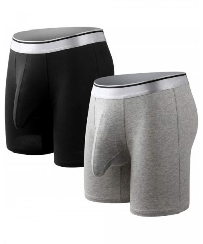 Men's Underwear Soft Solid Color Elephant Nose Mesh Boxer Briefs Stretch Large Size U Convex - Blk+gry - C119273XLN3 $29.19 B...