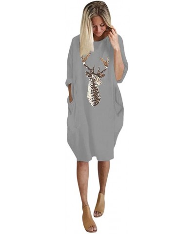 Long Pocket Christmas Dress-Womens Plus Size Loose Tops Dress - Gray Pocket Christmas Dress - CL18ZXXYWC6 $22.74 Thermal Unde...