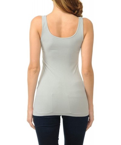 Womens Seamless Premium Classic Tank Top Made in USA One Size - Metal Gray - CW18M3LA67T $13.14 Camisoles & Tanks