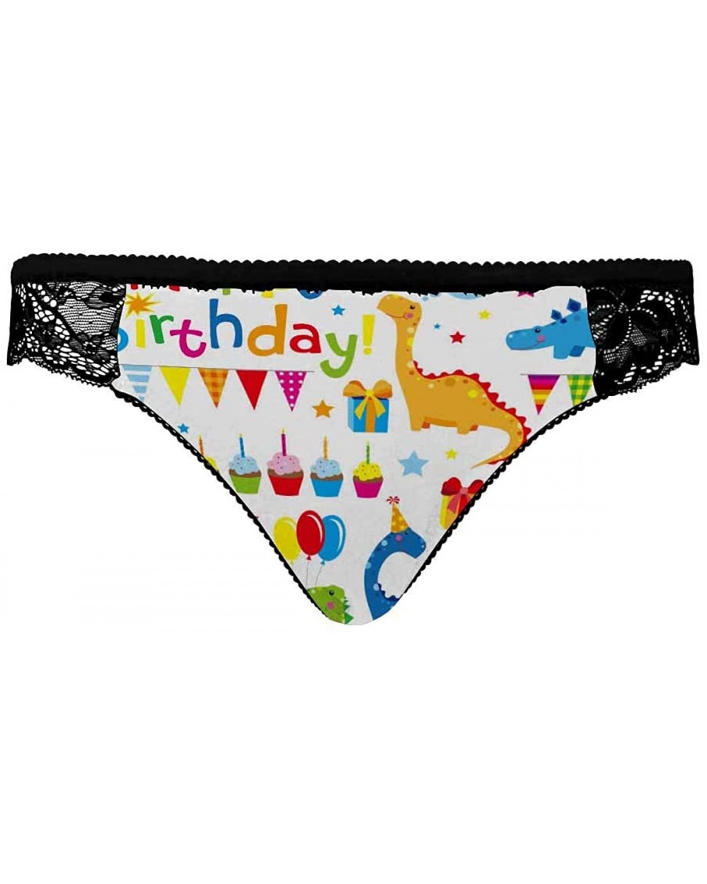 Women's Underwear Lace Bikini Panties Comfy Lace Brief Birthday with Funny Dinosaurs - Multi 1 - CH19E7EWYAN $39.52 Thermal U...