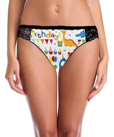 Women's Underwear Lace Bikini Panties Comfy Lace Brief Birthday with Funny Dinosaurs - Multi 1 - CH19E7EWYAN $39.52 Thermal U...