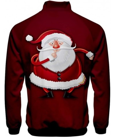 Ugly Christmas Man Xmas Jacket Casual 3D Print Santa Sportswear Long Sleeve Coat - Red 2 - CZ19263XUX5 $39.94 Thermal Underwear