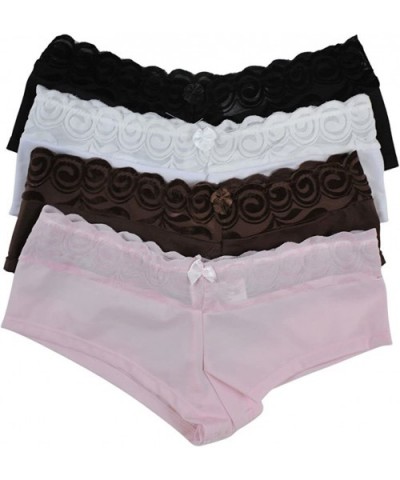 Women's Pack of 4 Boyshorts or Briefs with Lace - 4 Pack Mesh - CM11UIXLIQ1 $16.62 Panties