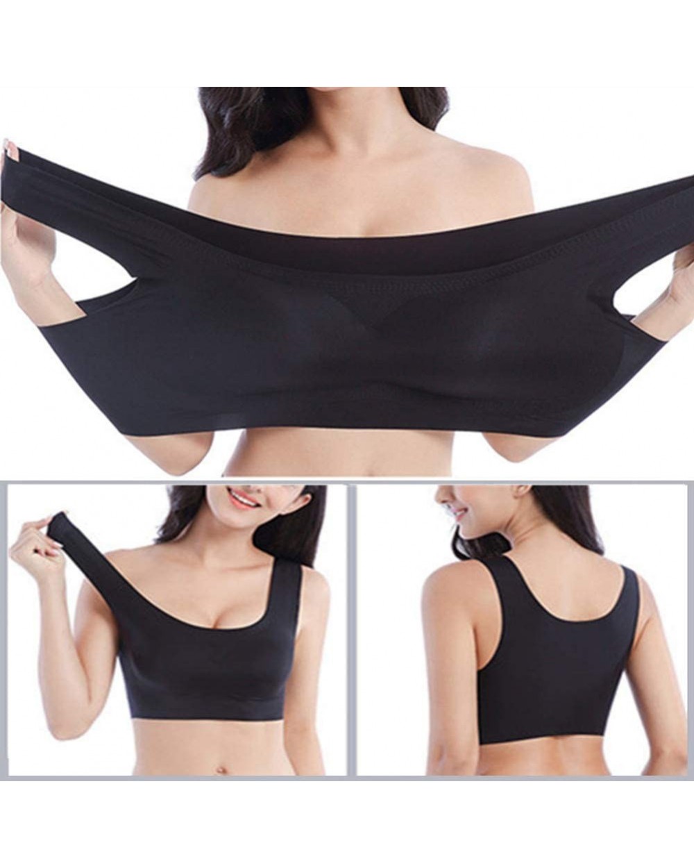 Sports Bras for Women Plus Size Padded Seamless Comfortable Yoga Bra Top - Black - C518U0SZ6N5 $27.06 Bustiers & Corsets