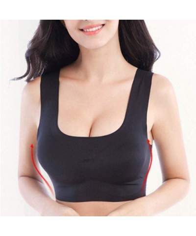 Sports Bras for Women Plus Size Padded Seamless Comfortable Yoga Bra Top - Black - C518U0SZ6N5 $27.06 Bustiers & Corsets