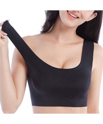 Sports Bras for Women Plus Size Padded Seamless Comfortable Yoga Bra Top - Black - C518U0SZ6N5 $27.06 Bustiers & Corsets