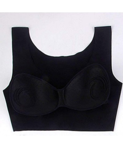 Sports Bras for Women Plus Size Padded Seamless Comfortable Yoga Bra Top - Black - C518U0SZ6N5 $27.06 Bustiers & Corsets