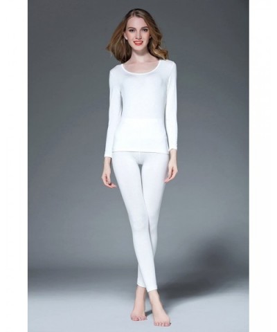 Thin Thermal Underwear for Women Long Johns Set Scoop Neck Base Layer - 1 Pack White - C1185YUGUTG $29.09 Thermal Underwear