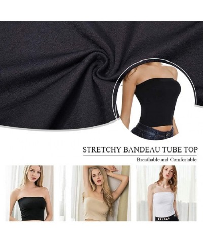 Strapless Tube Tops for Women- Stretchy Bandeau Tube Top Sexy Crop Top - Black-2 Pack - CI18UUSDDLG $34.59 Camisoles & Tanks