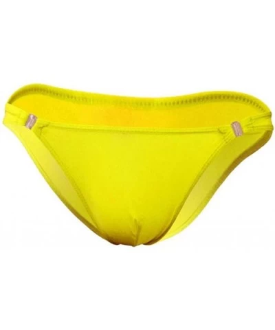 Men's Underwear Jockstrap G-String See Through Bikini Briefs Sexy Low Rise Bulge Pouch Thong Stretch T-Back - Yellow - CO194N...