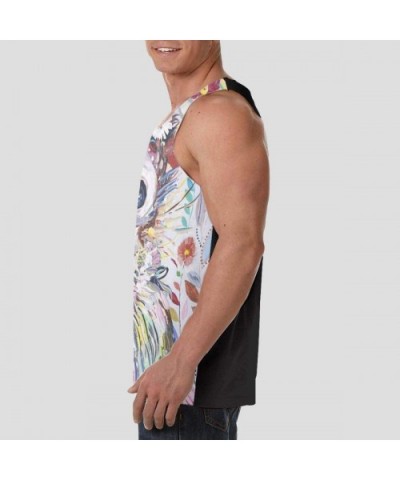 Men's Soft Tank Tops Novelty 3D Printed Gym Workout Athletic Undershirt - Colorful Animal Monkey Floral - CT19DSKR952 $31.97 ...