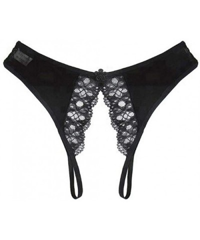 Women's Sexy Floral Undies Lace Panties G-String Thong Lingerie Underwear - Black9 - CI18W7XQSMH $12.57 Panties