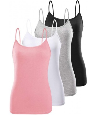 Adjustable Camisole for Women Spaghetti Strap Tank Top Camisoles - 4 Pack- Black Gray White Pink - CY198C82R54 $36.83 Camisol...