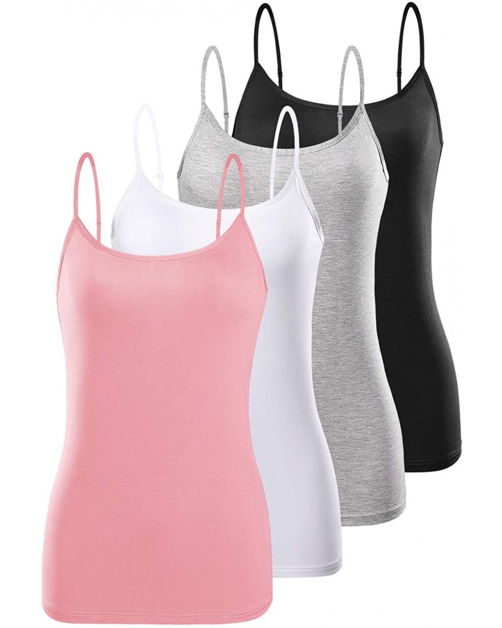 Adjustable Camisole for Women Spaghetti Strap Tank Top Camisoles - 4 Pack- Black Gray White Pink - CY198C82R54 $36.83 Camisol...