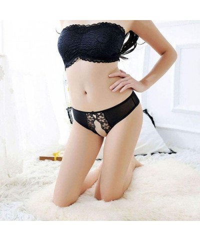 Women's Sexy Floral Undies Lace Panties G-String Thong Lingerie Underwear - Black9 - CI18W7XQSMH $12.57 Panties