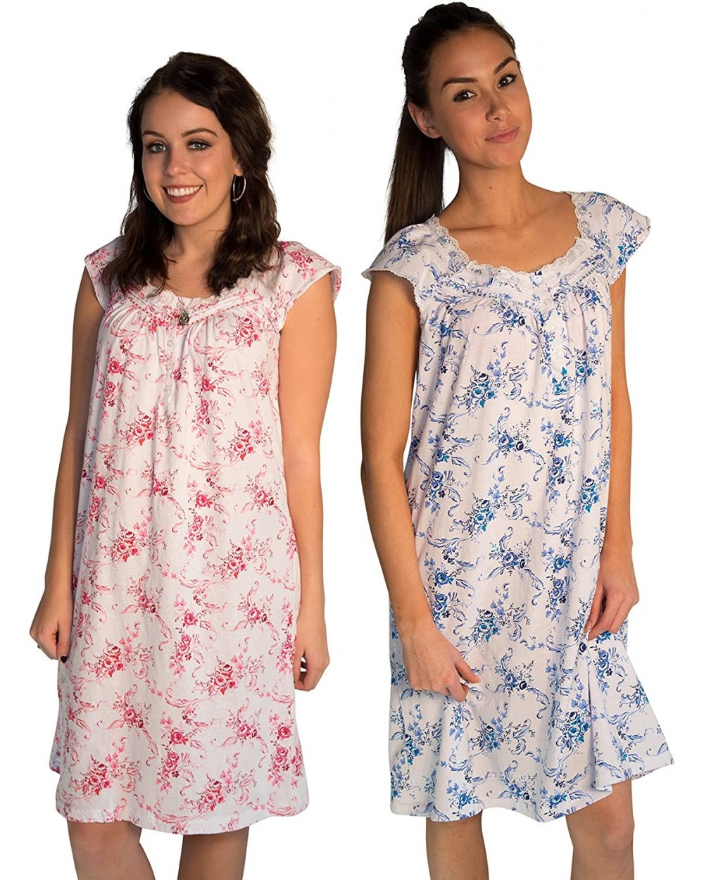 2 Pack of Nightgown Sleepwear Dress with Rose-Print - Medium to 2XL Available (0077) - Pack a - CH18DZK8MZ9 $31.67 Nightgowns...