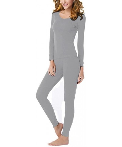 Women's Thermal Underwear Set Top & Bottom Fleece Lined - Light Gray - C5125J7UXST $28.25 Thermal Underwear