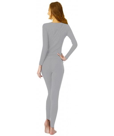 Women's Thermal Underwear Set Top & Bottom Fleece Lined - Light Gray - C5125J7UXST $28.25 Thermal Underwear