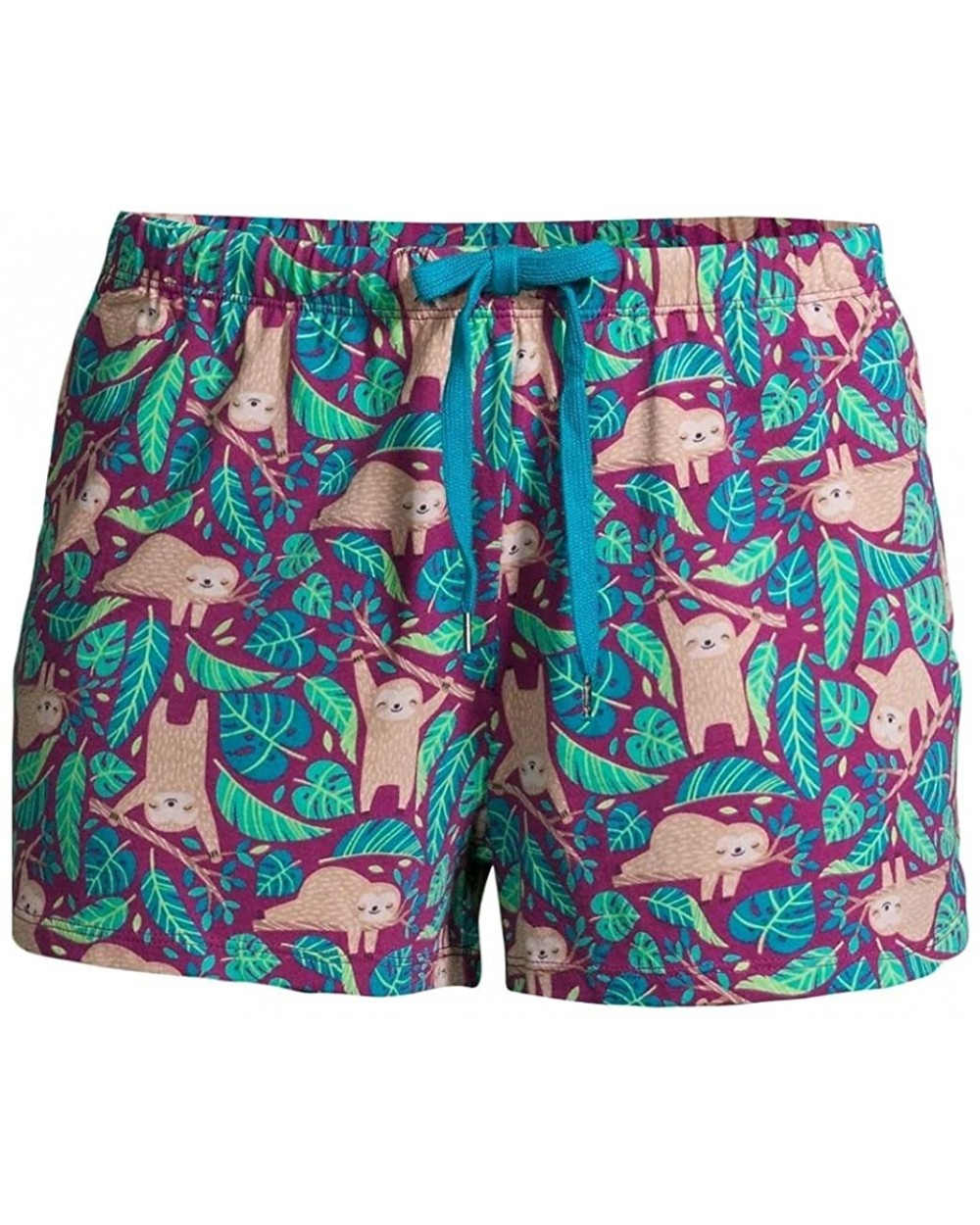 Sloth Print Berry Bright Knit Sleep Shorts - CB19CLL4EUL $29.35 Bottoms