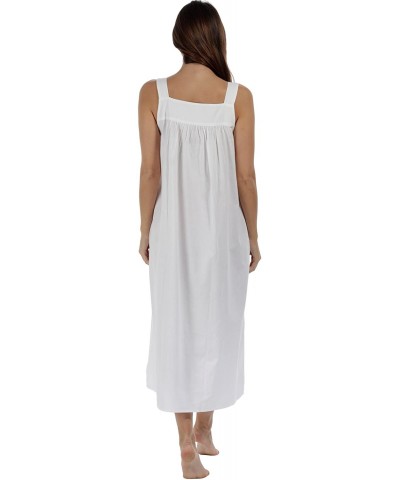 Nightgown 100% Cotton Sleeveless + Pockets Meghan - White - CT18DWIDHG7 $73.21 Nightgowns & Sleepshirts