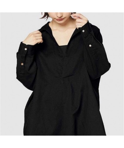 Women Plus Size Casual Solid Blouse V-Neck Loose Shirt Button Long Sleeve Tops - Black - CA18AI9Z0AE $18.76 Garters & Garter ...