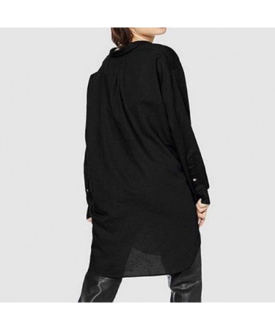 Women Plus Size Casual Solid Blouse V-Neck Loose Shirt Button Long Sleeve Tops - Black - CA18AI9Z0AE $18.76 Garters & Garter ...