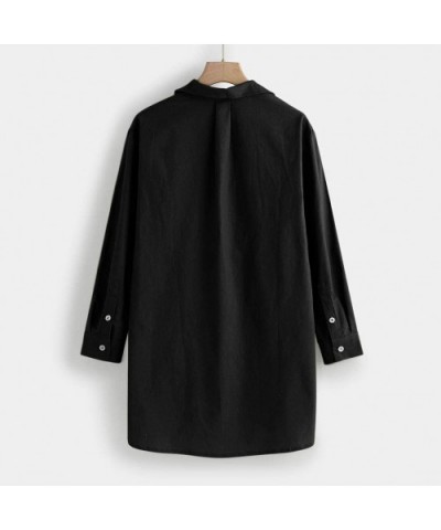 Women Plus Size Casual Solid Blouse V-Neck Loose Shirt Button Long Sleeve Tops - Black - CA18AI9Z0AE $18.76 Garters & Garter ...