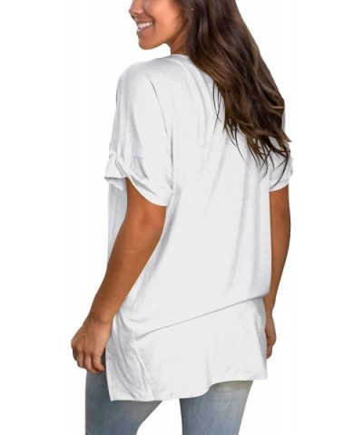 Women's Tshirts Casual V Neck Short Sleeve Loose Summer Tunic Tops - S White - C019C23CX4C $28.30 Tops