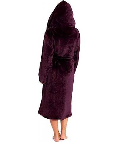 Robes for Women Plus Size Gown Soft Plush Bath Hooded Robe Long Sleeve Housecoat Loungewear Bathrobe - Red - CJ19397YIGO $37....