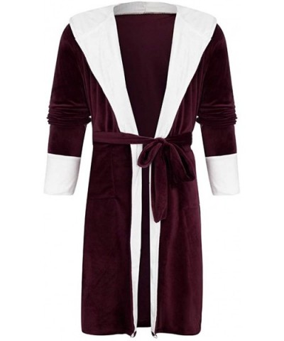 Robes for Women Plus Size Gown Soft Plush Bath Hooded Robe Long Sleeve Housecoat Loungewear Bathrobe - Red - CJ19397YIGO $37....