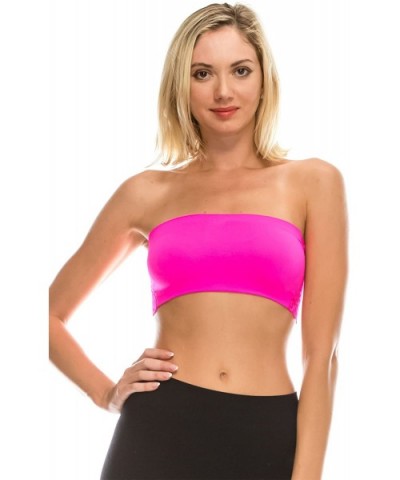 Seamless Lace Reversible Bandeau Tube Top (Made Love in the USA) - Neon Fuschia - C418C5OHZSO $14.59 Camisoles & Tanks