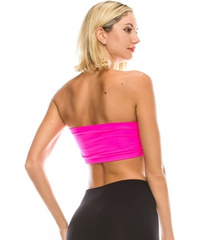 Seamless Lace Reversible Bandeau Tube Top (Made Love in the USA) - Neon Fuschia - C418C5OHZSO $14.59 Camisoles & Tanks