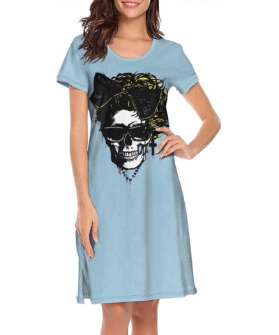 Madonna-Sketch-True-Blue- Soft Nightgowns Long Nightdress Sleepshirts Pajamas for Women Men - White-224 - CO19DYNMN32 $46.62 ...