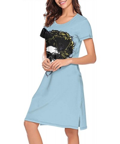 Madonna-Sketch-True-Blue- Soft Nightgowns Long Nightdress Sleepshirts Pajamas for Women Men - White-224 - CO19DYNMN32 $46.62 ...