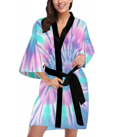 Custom Tie Dye Swirl Women Kimono Robes Beach Cover Up for Parties Wedding (XS-2XL) - Multi 2 - C3194ULAC9S $80.42 Robes