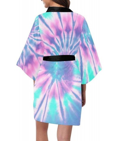 Custom Tie Dye Swirl Women Kimono Robes Beach Cover Up for Parties Wedding (XS-2XL) - Multi 2 - C3194ULAC9S $80.42 Robes