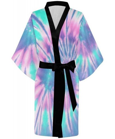 Custom Tie Dye Swirl Women Kimono Robes Beach Cover Up for Parties Wedding (XS-2XL) - Multi 2 - C3194ULAC9S $80.42 Robes