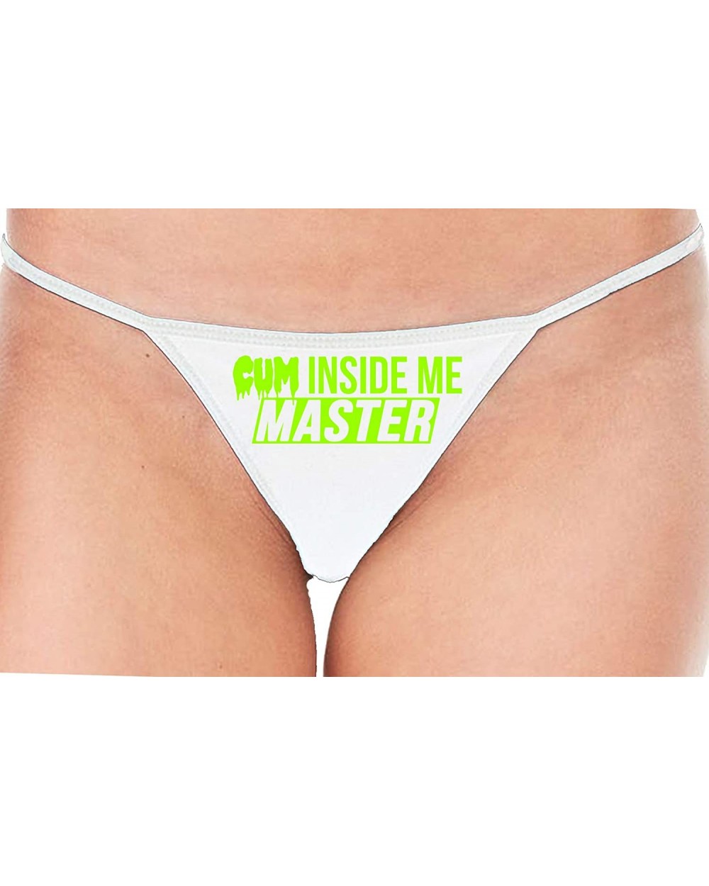 Cum Inside Me Master Give Me Creampie White String Thong Panty - Lime Green - CB19659MT4W $24.91 Panties