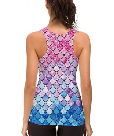 Women's Racerback Tank Tops Casual 3D Printed Graphic Tees Sleeveless Workout Yoga Shirt - A-pink Mermaid - CW18SCQ9AWT $22.3...