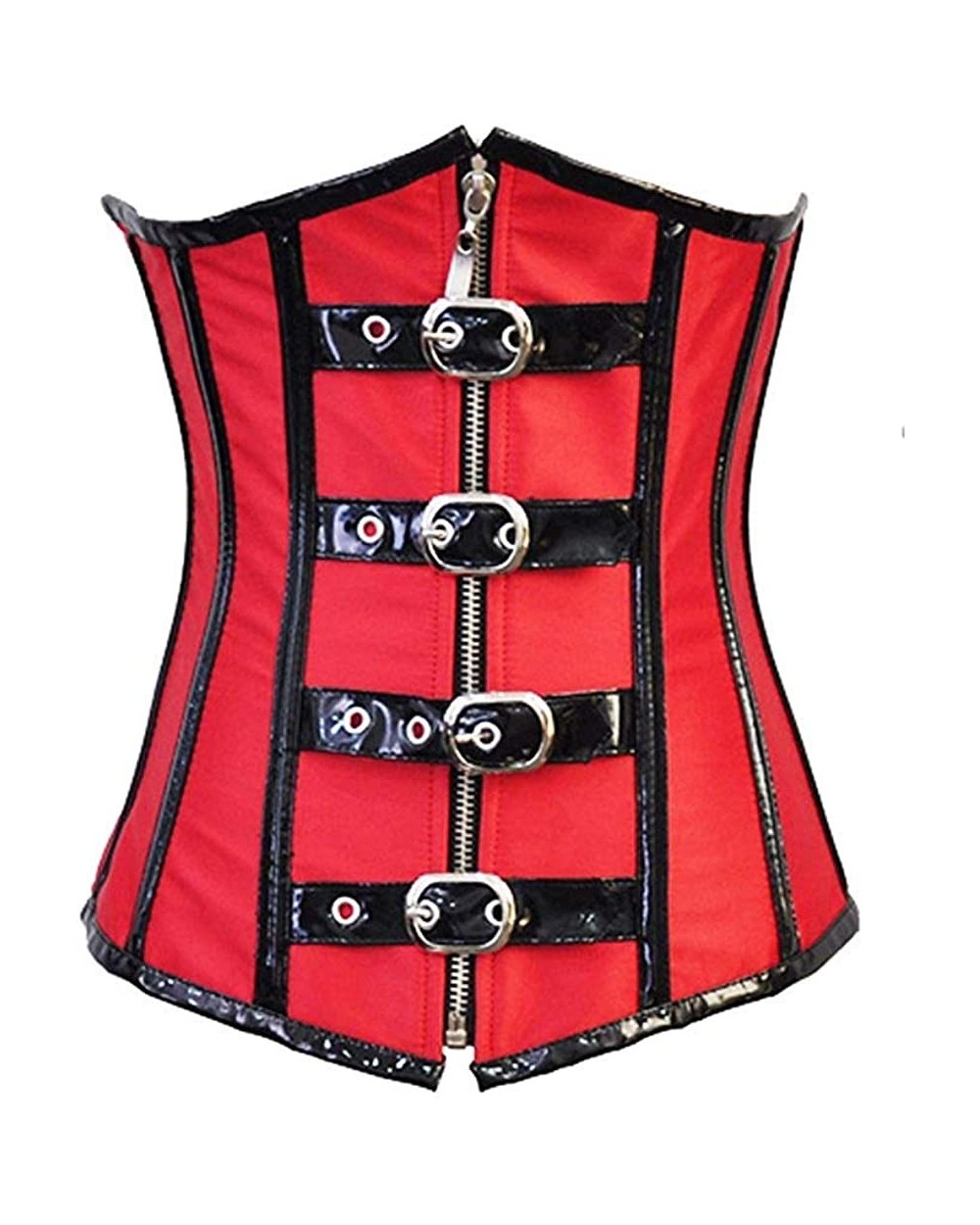 Women's&Lady's Sexy PU Leather Halter Shoulder Straps Underbust Top Overbust Corset Waistcoat Vest - Red 3 - CG18L52Z0YS $58....