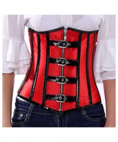 Women's&Lady's Sexy PU Leather Halter Shoulder Straps Underbust Top Overbust Corset Waistcoat Vest - Red 3 - CG18L52Z0YS $58....