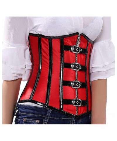 Women's&Lady's Sexy PU Leather Halter Shoulder Straps Underbust Top Overbust Corset Waistcoat Vest - Red 3 - CG18L52Z0YS $58....