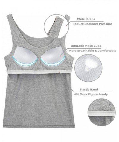 Tank Tops for Women Camisole with Built in Shelf Bra Stretch Undershirt Basic Layering Cami 1/3 Pack - Grey/ White/ Purple - ...