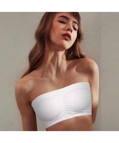 Women's Bandeau Bra Basic Layering Strapless Wirefree Tube Top Bra 1-3 Pack - 3 Pack-beige+white+grey - CB18SGI0H83 $33.28 Bras