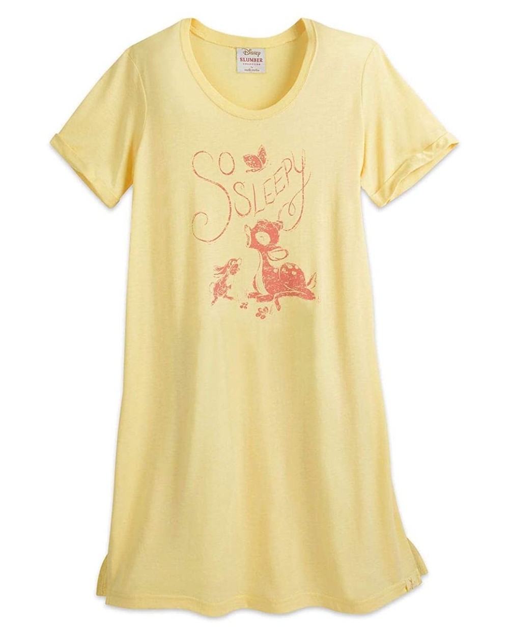 Women's Disney Jersey Short Sleeve Oversized Sleep Tee - Ivory Bambi - CZ12O5QN9TB $56.89 Nightgowns & Sleepshirts