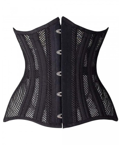 Women 24 Double Steel-Boned Longline Heavy Duty Waist Training Corsets Shaper - Black Mesh - CG11A9VQB6D $70.49 Bustiers & Co...