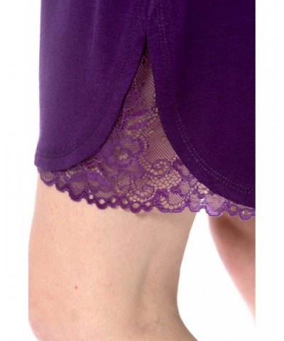 Women's Jersey Nightgown with Lace - Delicate Night Dress (Sonarina) - Acai - CQ12LNQ7F6N $19.20 Nightgowns & Sleepshirts