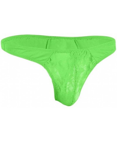 Sexy Lingerie Underwear for Men- Low Rise Lace Floral Bulge Pouch G-String Bikini Thong - Green - C41945U563O $11.38 G-String...